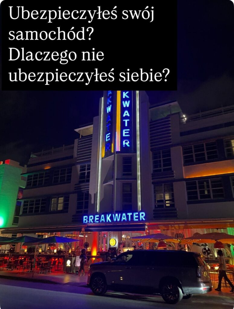 Samochód na Ocean Drive i pytanie dlaczego ubezpieczamy samochód a nie swoje życie i zdrowie